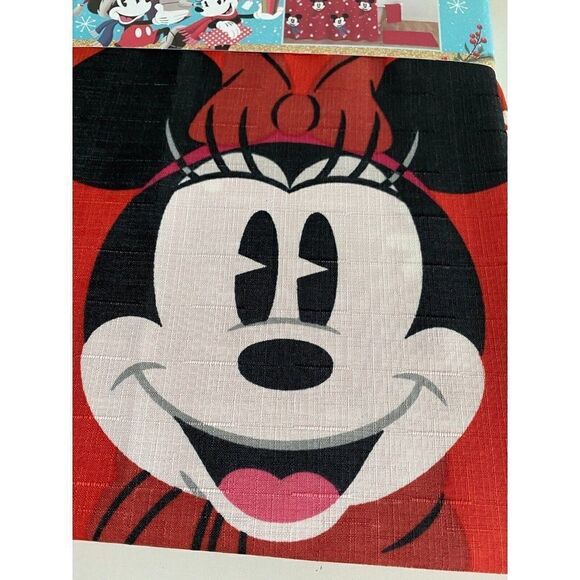 Disney’s Mickey And Minnie Mouse Christmas Red Fabric Shower Curtain 72x72” NEW - Picture 5 of 11